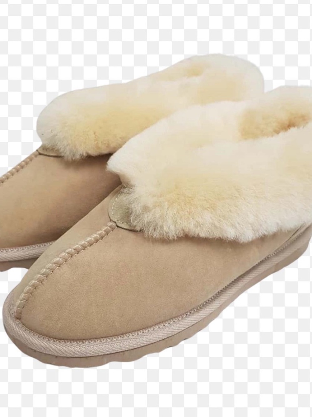 UGG Women's Beige Suede Shearling-Lined Slip-On Shoes #5126 Sz 10